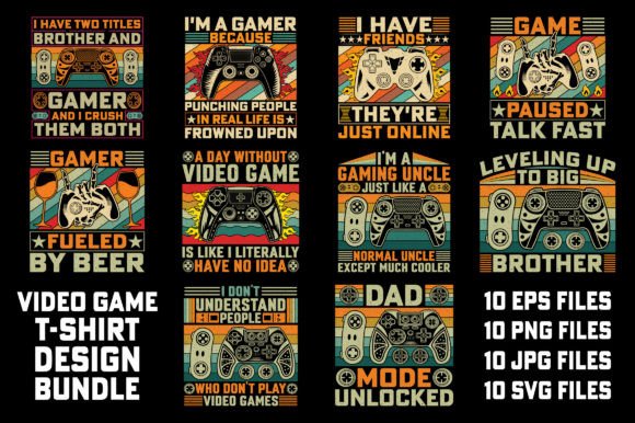 Retro Vintage Video Game T-Shirt Bundle Graphics